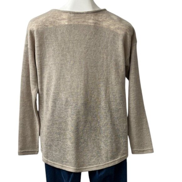 Soft Surroundings New Valentina Slub Sweater Lightweight Tan 1/2 Zip Beach XS - Picture 5 of 9